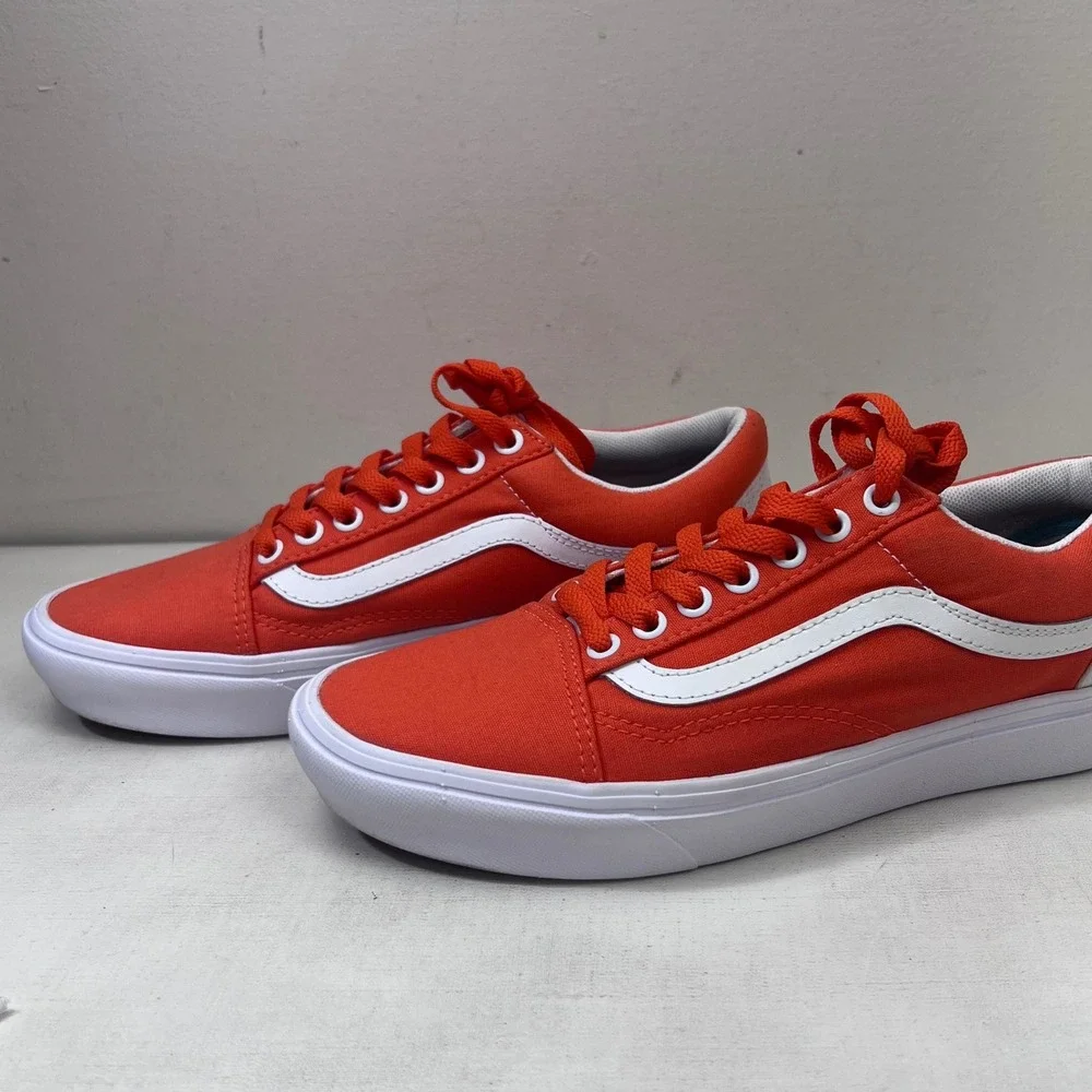 Vans Old Skool ComfyCush Customs Orange White‎ Mens 7.5 Womens 9 Sneakers
